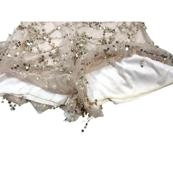 Gold Metallic Flirty Sequined Sheer Mini Romper  Prom Glam Fairy Sexy NWT Sz M - Picture 12 of 16